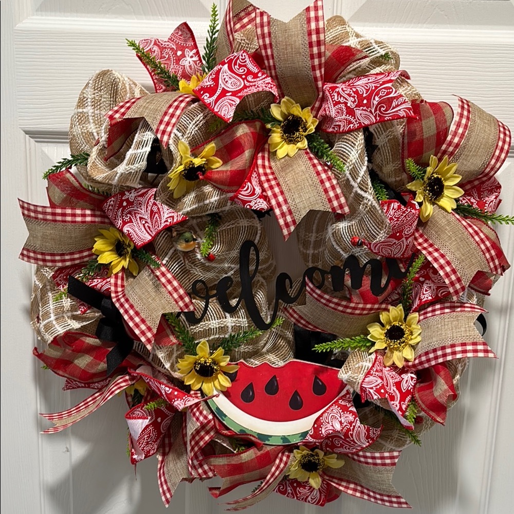 Hand Crafted Red and Brown Holiday Wreath